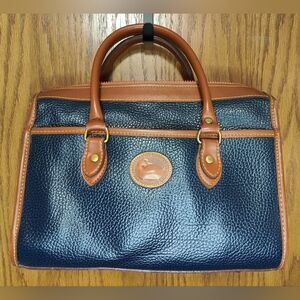 Dooney & Bourke Blue & Brown All Weather Leather Satchel Bag Purse